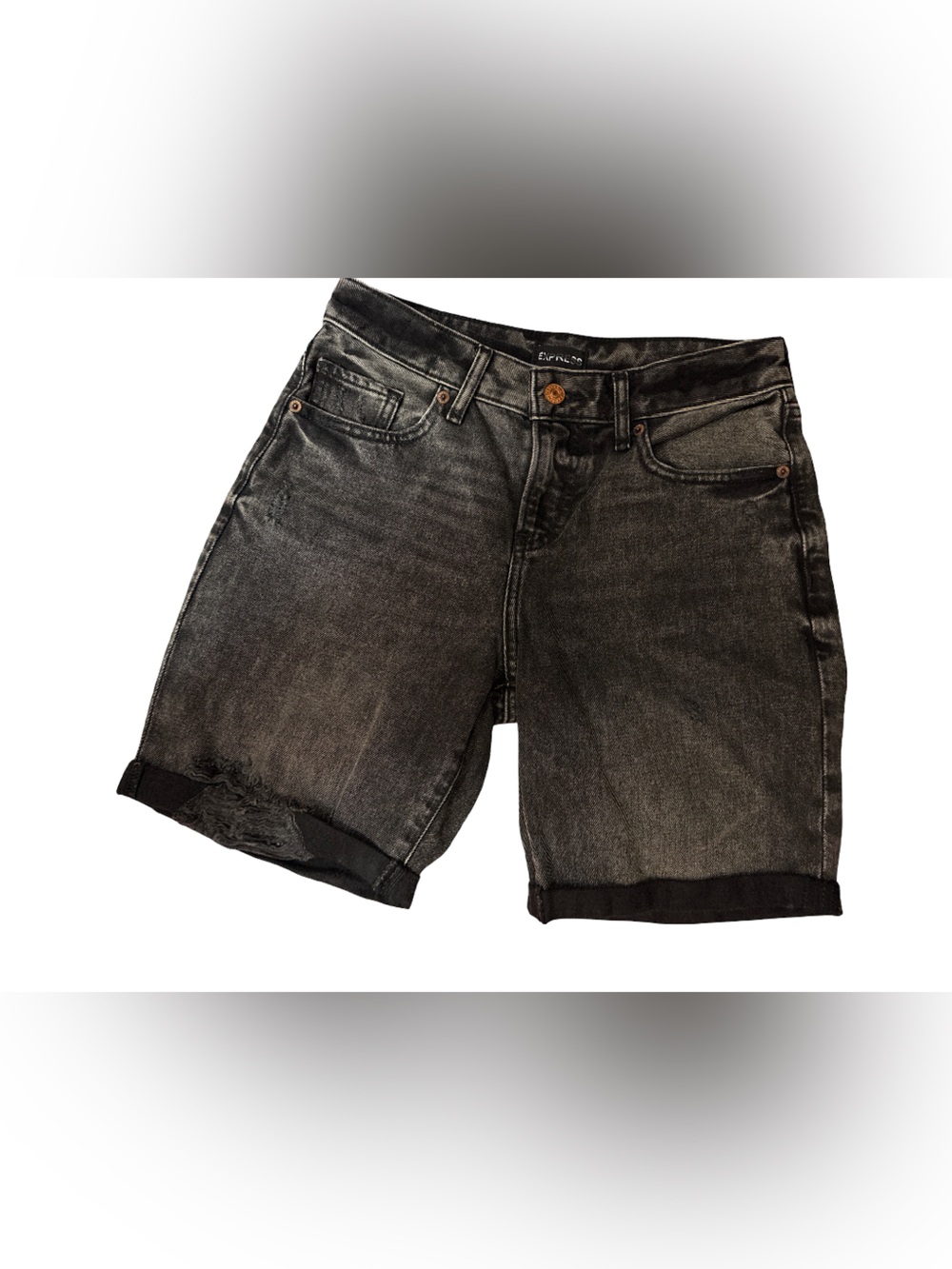 Express Women's Washed Black Denim Bermuda Shorts